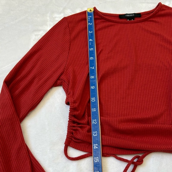 Forever 21 Rust Ribbed Tie-Back Blouse - Picture 4 of 8